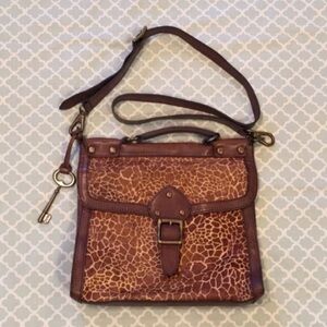 Fossil Giraffe Calf Hair Vintage Revival Crossbody Bag